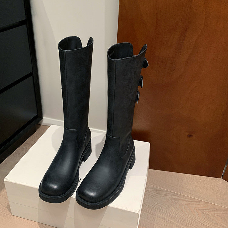 Karin Luna In Stock In Stock Thigh Circumference Belt Buckle Thick Sole Rider Boots