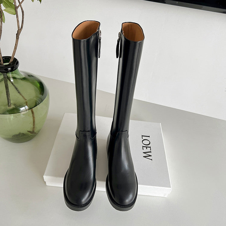 Karin Luna In Stock In-stock Basic Classic Timeless Round Toe Casual Riding Boots