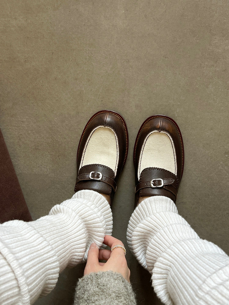 Karin Luna Casual Shoes Series~  In stock Classic color-blocking British style deep-mouth single shoes