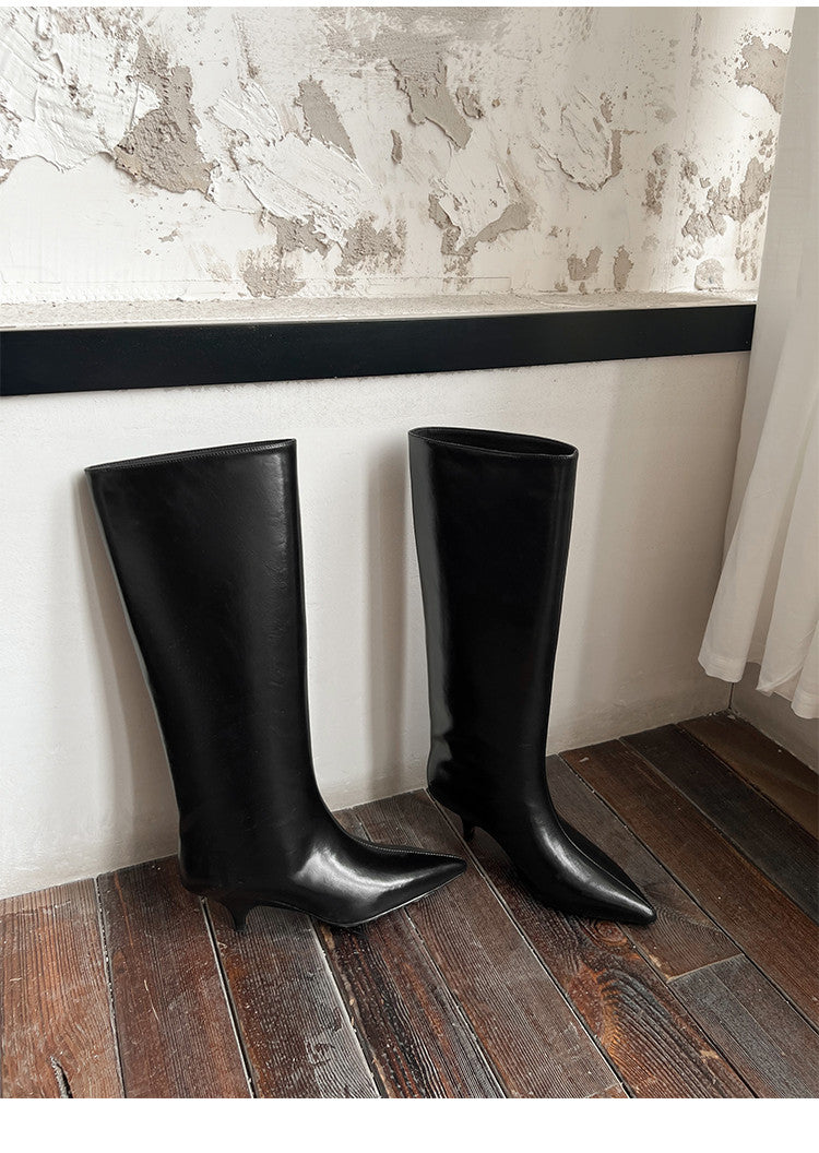 Karin Luna In Stock In Stock    Stunning Elegant Style Kitten Heel Straight Long Boots