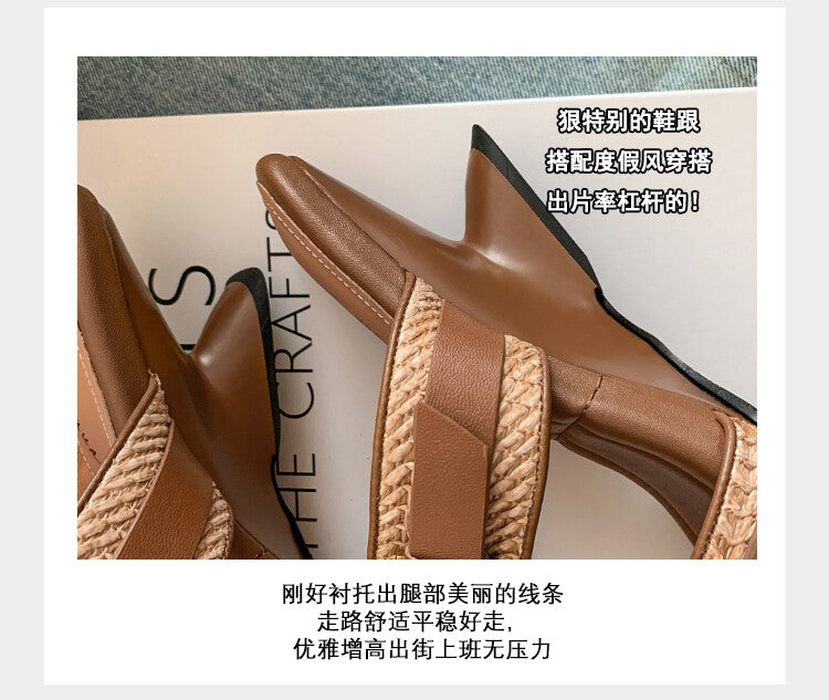 Karin Luna Hot-Selling In Stock  Retro Wedge Belt Square Toe Irregular Heel