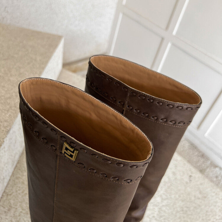 Karin Luna cool girl Stylish and Sweet Square-Toe Booties