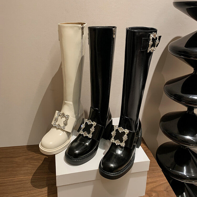 Karin Luna has prepared stock  Custom Large Square Buckle Bowknot Fastener Elegant Long Boots
