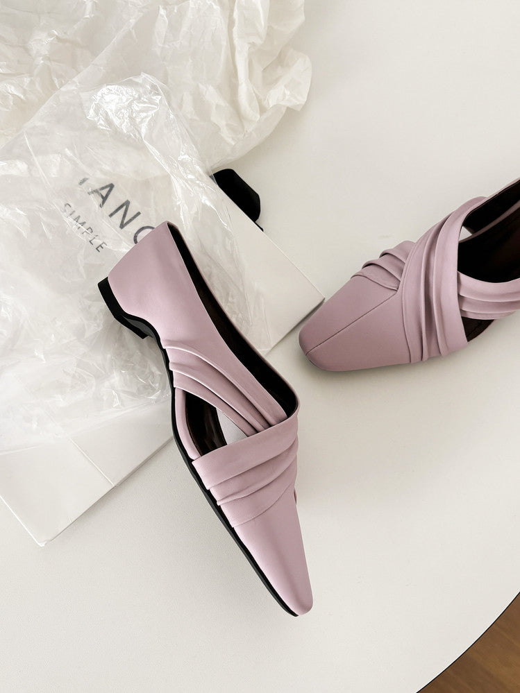Karin Luna In Stock In Stock Basic Elegant Fairy Style Small Square Toe Sheepskin Slippers