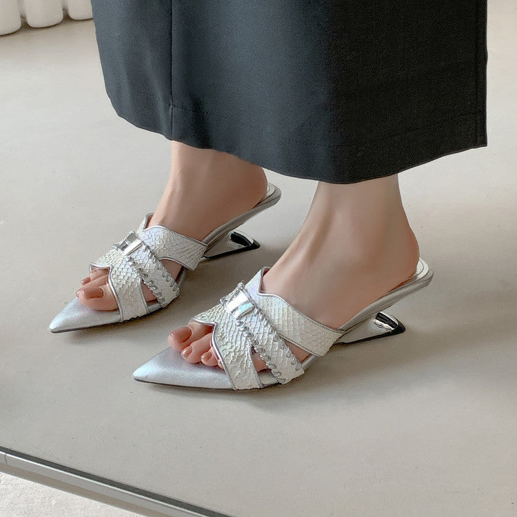 Karin Luna Fish Skin Series~Minimalist Pointed Toe Hot-Selling Unique Heel Slippers
