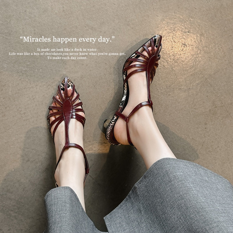 Karin Luna In Stock Spot Goods Open-toe French Style Metal Heel Sandals