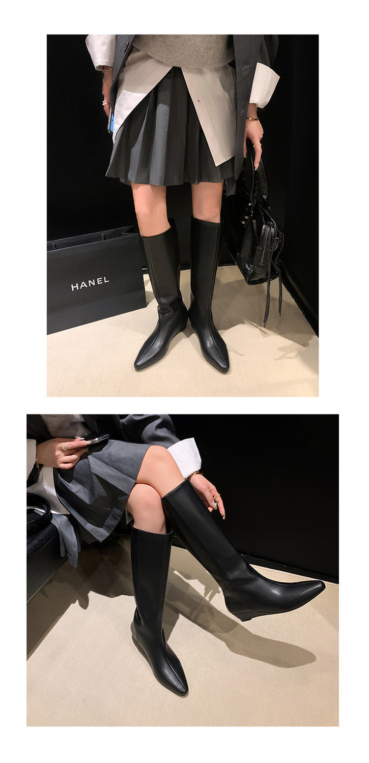 Karin Luna In Stock  In-stock Square Toe Straight Slip-on Long Boots