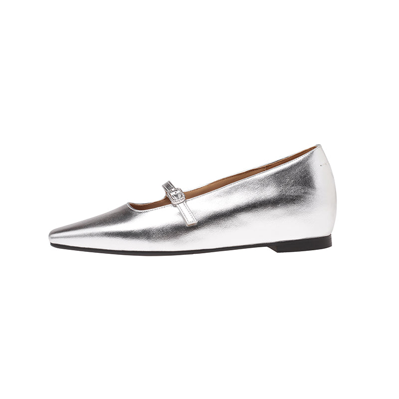 Karin Luna In Stock Spot Goods  Elegant Square-Toe One-Strap Height-Increasing Flats