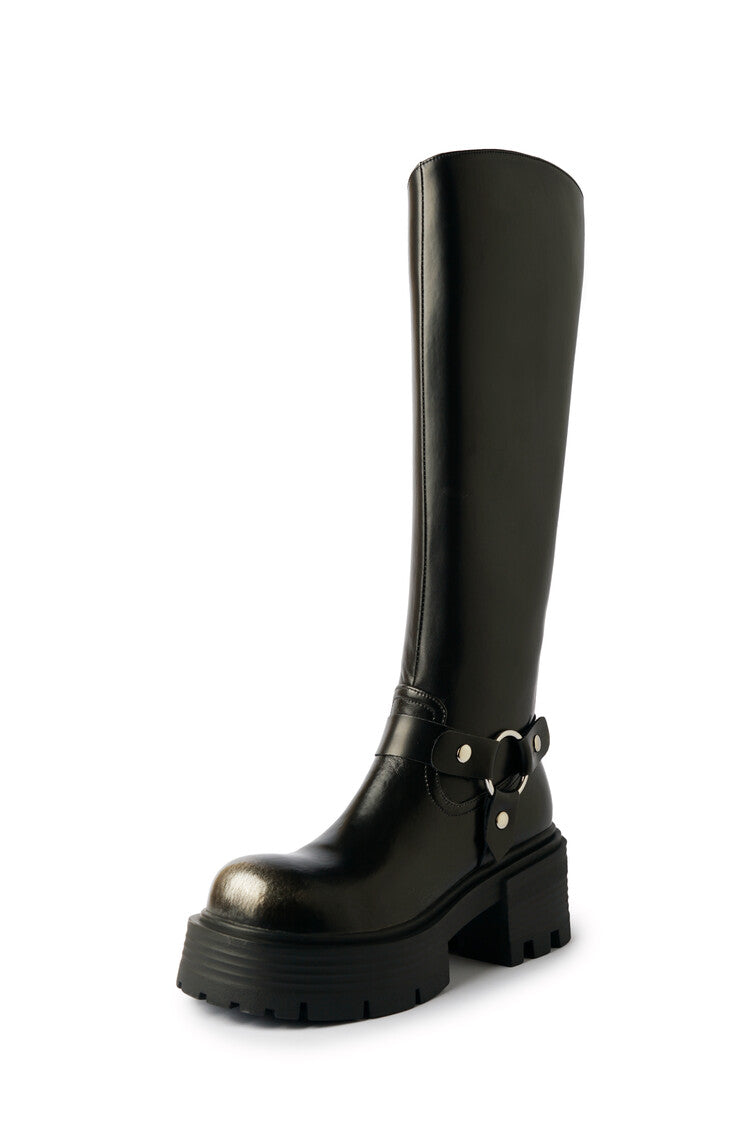 Karin Luna In Stock In Stock Slimming Diagonal Cut Tube Top  Best-selling in stock Retro Metal Buckle Thick-Soled Long Boots
