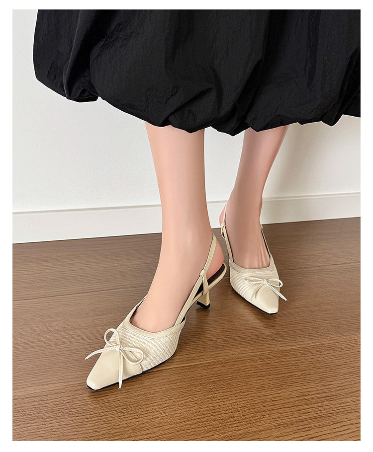 Karin Luna In Stock Spot Goods Braided Style Elegant Thin Heel Pointed Toe Closed-Toe Sandals