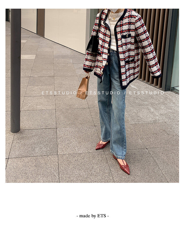Karin Luna is a perfect Korean drama heroine~French Retro Style Full leather inside and out Pointed Bowknot