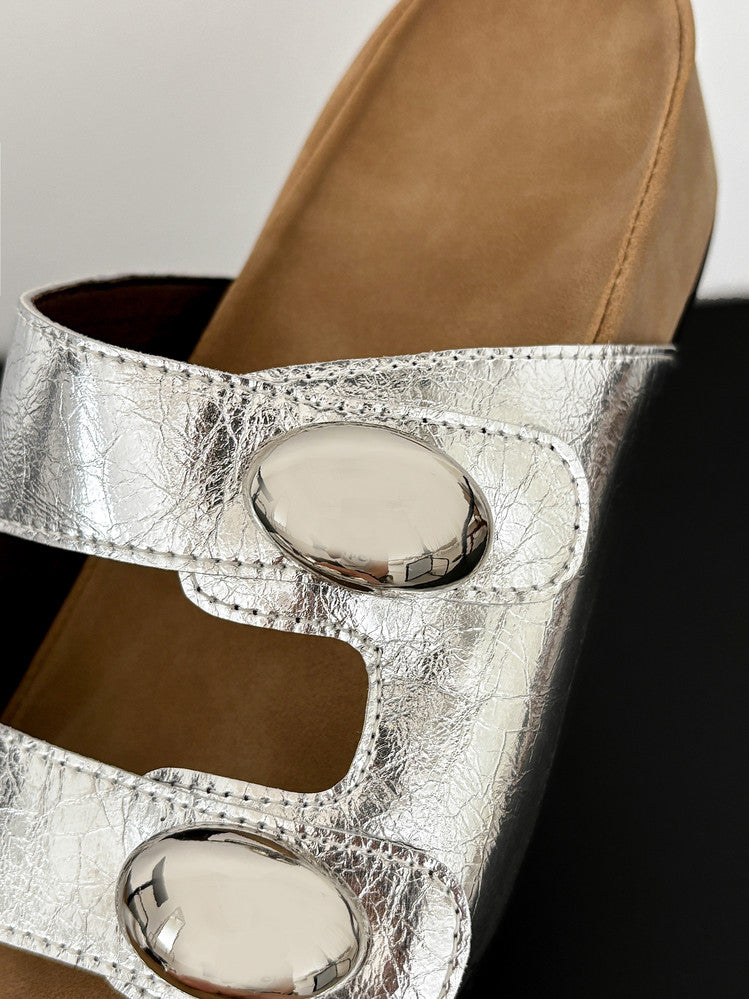 Karin Luna   Casual Style   Thick Sole Belt Buckle Slide Sandals
