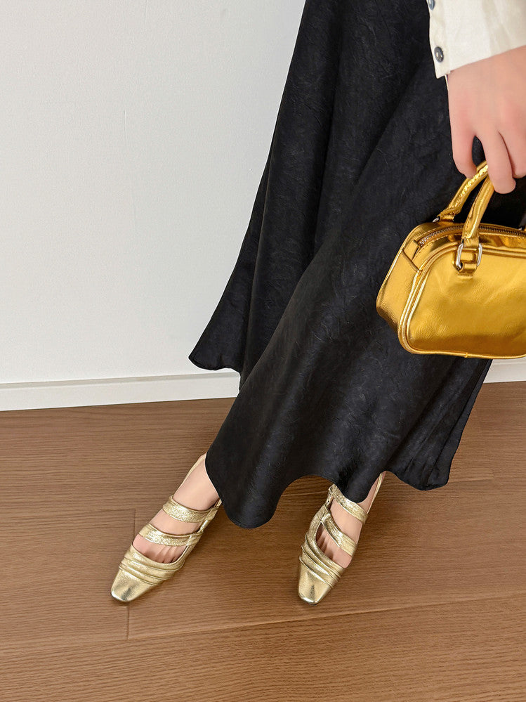 Karin Luna In Stock In Stock Minimalist Soft Upper Small Square Toe Chunky Heel Sandals