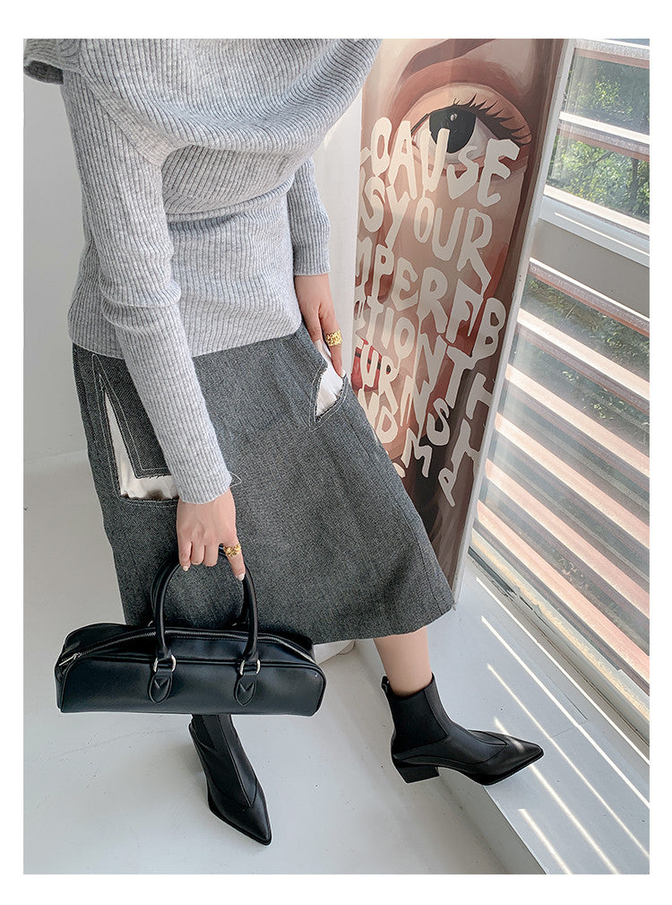 Karin Luna In Stock Spot Goods   Elegant Pointed Toe Chunky Heel Ankle Boots