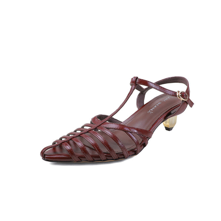 Karin Luna French Hollow Toe Metal Heel Elegant Sandals