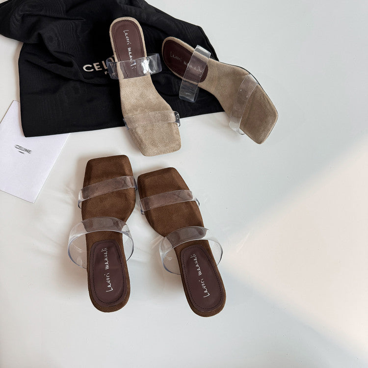 Karin Luna Hot-Selling Amber Element~Spot Goods Spot Goods Transparent tpu   Minimalist Square-Toed One-Strap Slippers
