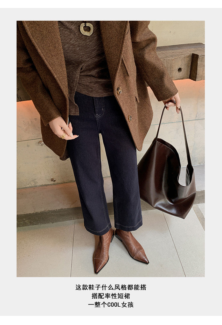 Karin Luna In Stock In Stock Slim Boots Series~Pointed Toe Rivet Slim Short Boots