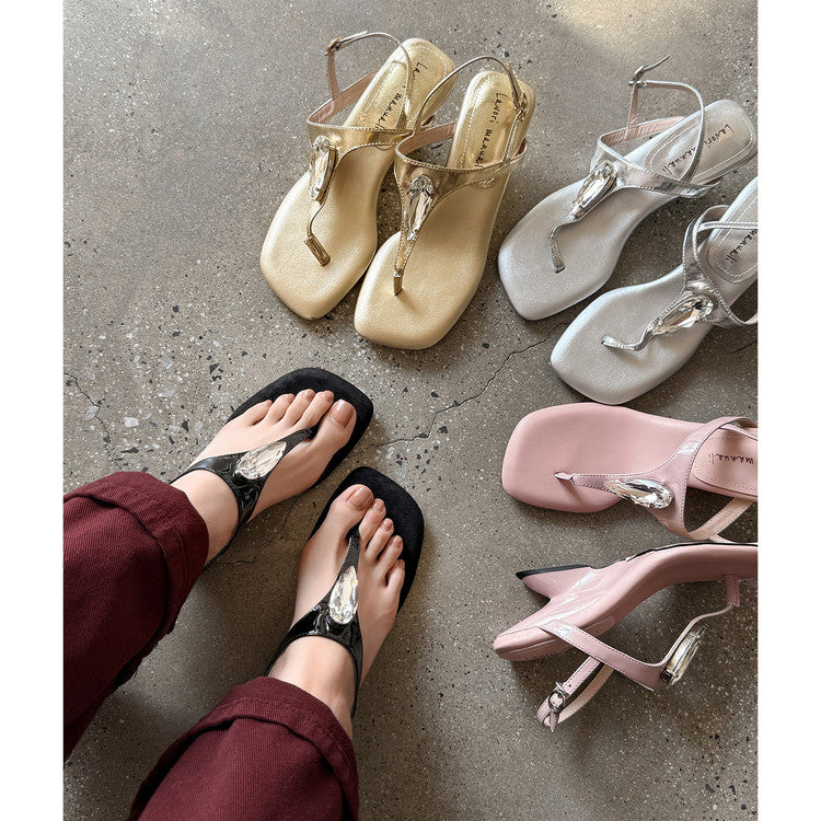 Karin Luna Bestseller Element Square Toe Irregular Heel Super Stable Toe Clip Sandals