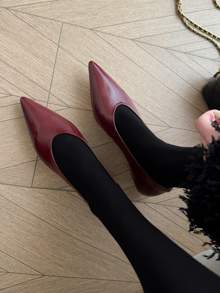Karin Luna In Stock Spot Goods Classic three-color pointed toe metal heel shoes