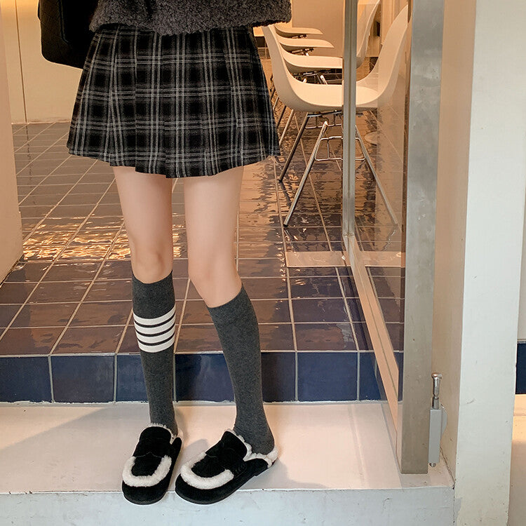 Karin Luna In Stock Look~This is such thick lamb wool Winter Atmosphere！Cowhide Leather Lamb Wool Round Toe Flat Sole Half Support！
