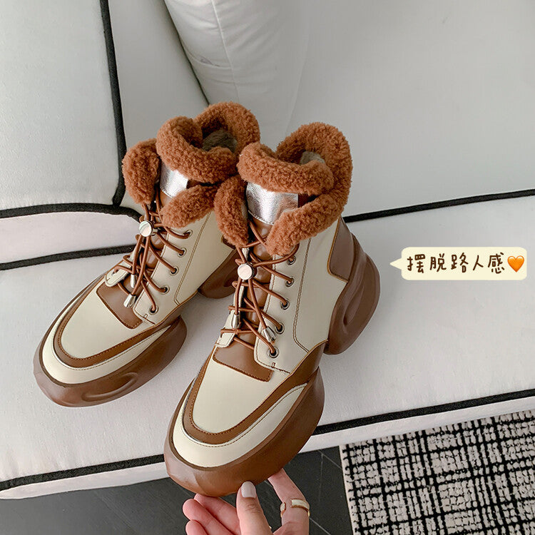 Karin Luna In Stock  Spot Goods  Hot-selling Sports Thick Sole Thickened Fur Snow Boots Full cowhide