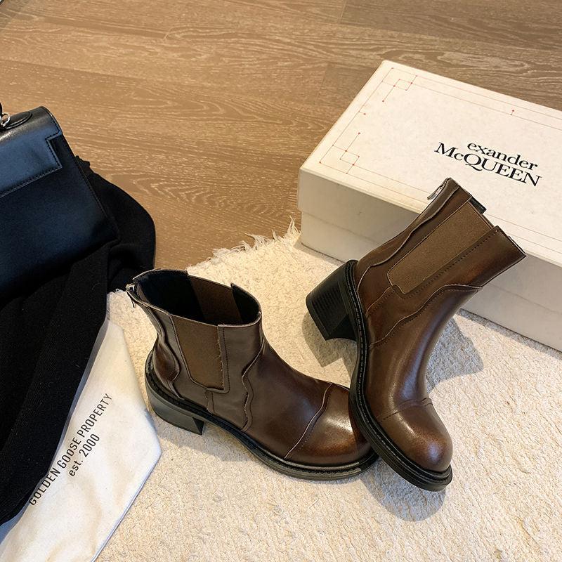 Karin Luna In Stock Spot Goods  Round Toe Stretch Round Toe Chelsea Short Boots