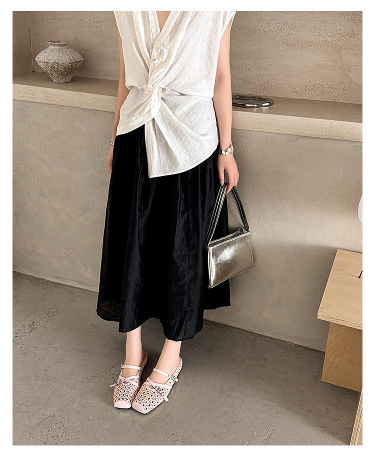 Karin Luna In Stock Spot Goods  Hot-Selling Square-Toe Woven Pig Nose Closed-Toe Slippers