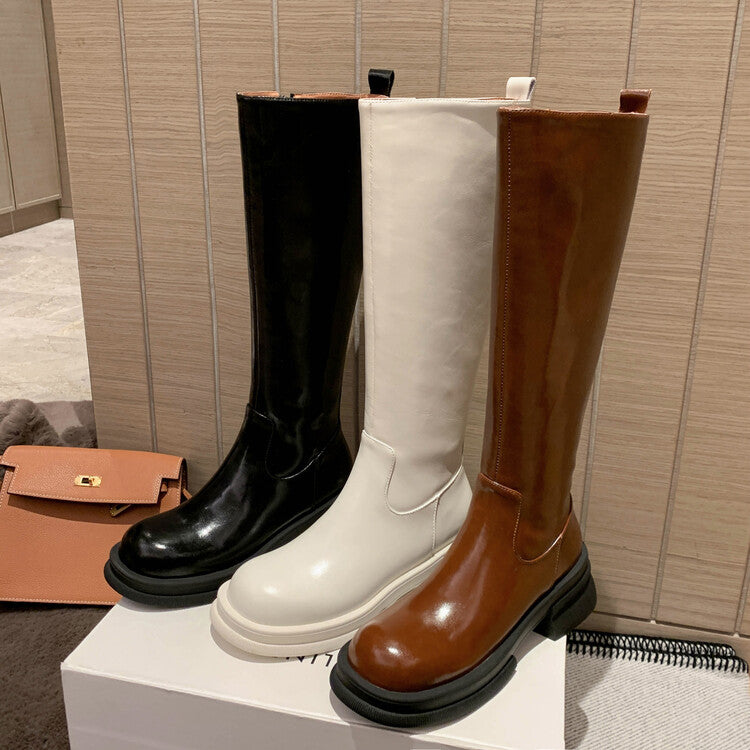 Karin Luna In Stock Spot Goods  Always in stock  Classic Basic Style Round Toe Thick Sole Knight Boots