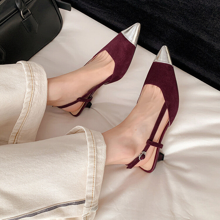 Karin Luna In Stock 24New Year's stock is now available Color Block Pointed Toe Full Leather Sandals