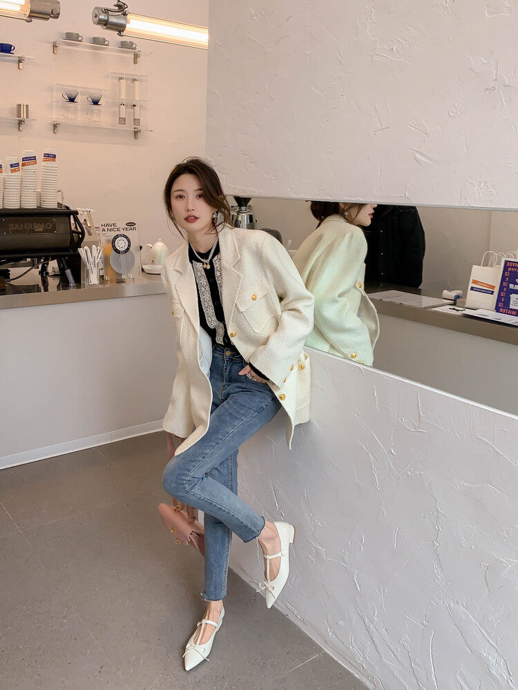 Karin Luna is a perfect Korean drama heroine~French Retro Style Full leather inside and out Pointed Bowknot