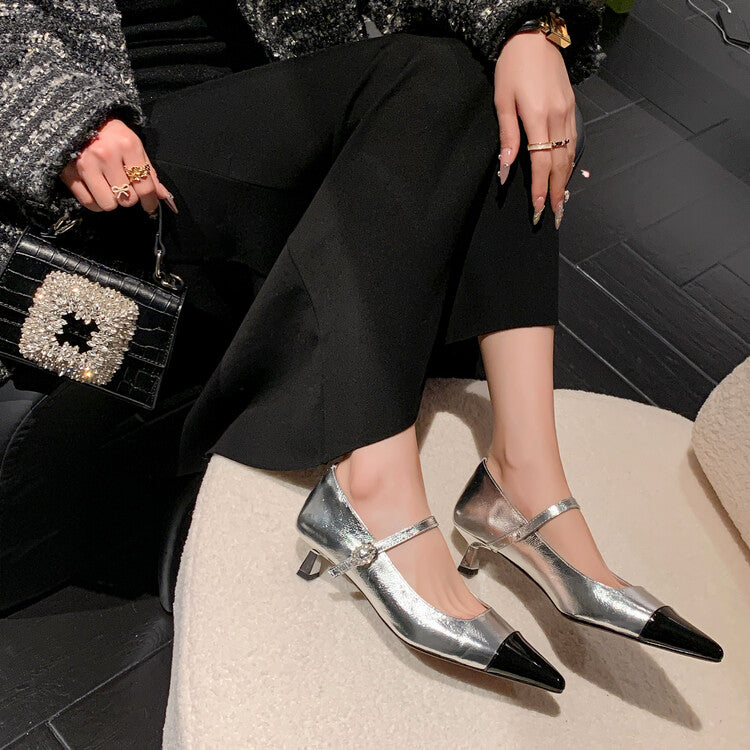 Karin Luna In Stock  Spot Goods In Stock  Classic Color Block Pointed Toe Hot-Selling Elegant Stiletto Pumps