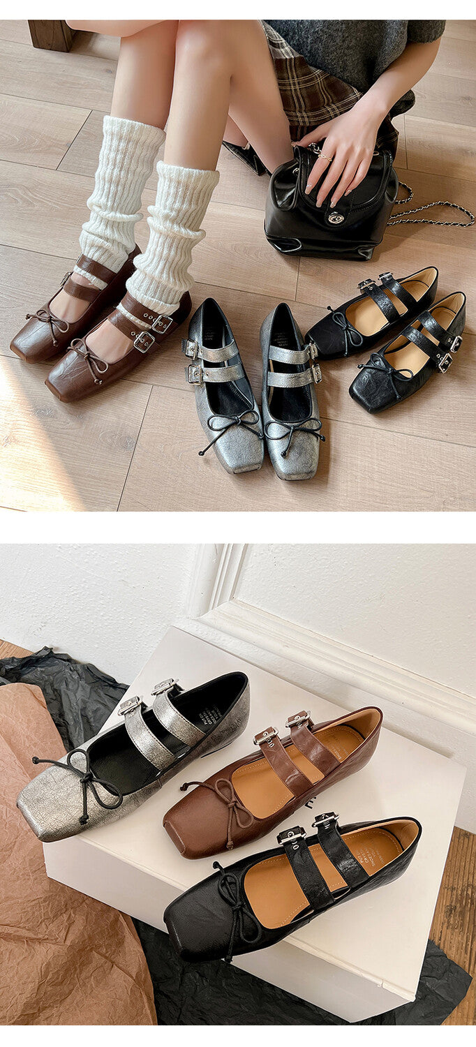 Karin Luna Future Sense silver~Spot Goods Spot Goods Hot-selling Bowknot Retro Belt Buckle Ballet Mary Jane Shoes