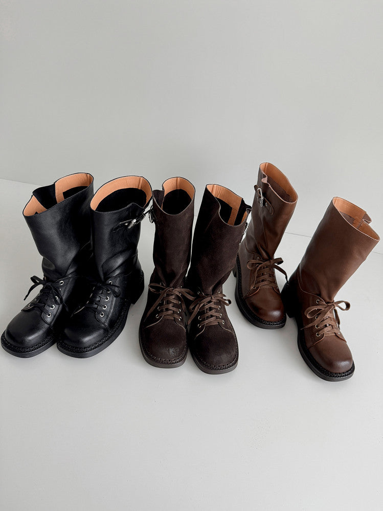 Karin Luna Bestseller Large Tube Thick Sole Martin Boots with Belt Buckle