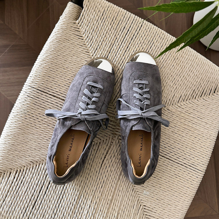 Karin Luna In Stock In Stock  High-end Metal Toe Lace-up Flats