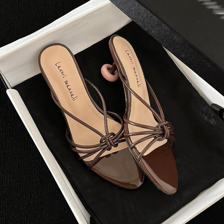 Karin Luna In Stock In Stock  In Stock Round Toe Cross Hollow Round Toe Stiletto Slippers
