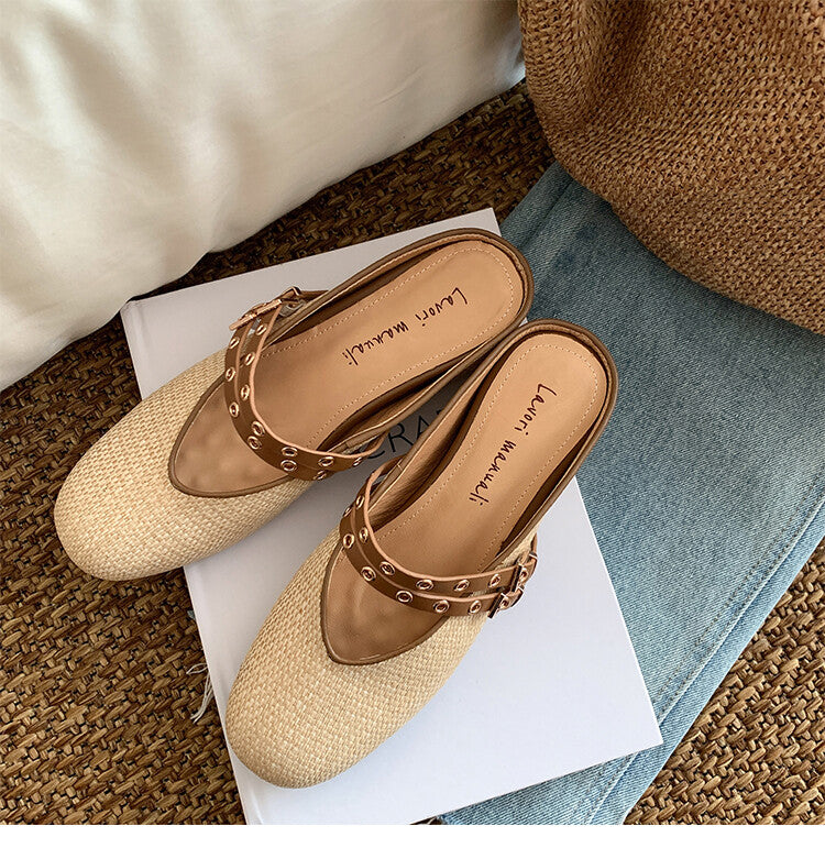 Karin Luna  Closed-Toe Woven Style Height-Increasing Slippers
