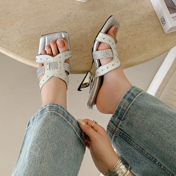 Karin Luna Fish Skin Series~ Hot-selling Square-Toe Slippers with Built-in Traffic