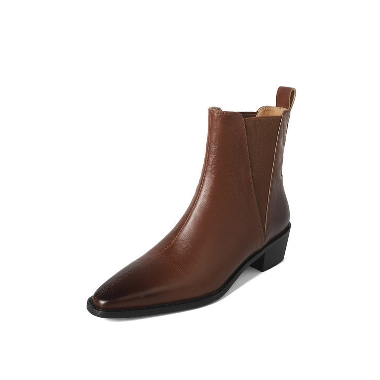 Karin Luna In Stock In stock   Classic first-layer cowhide Chelsea elastic ankle boots