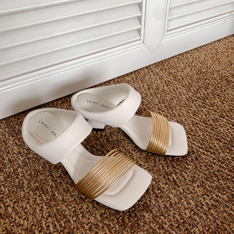 Karin Luna In Stock In Stock Minimalist Style Square-Toed Elegant Slippers