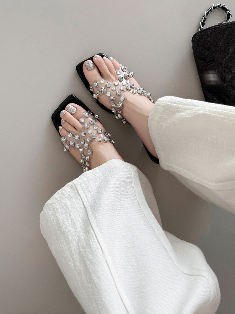 Karin Luna In Stock Spot Goods Classic versatile transparent sequin slippers