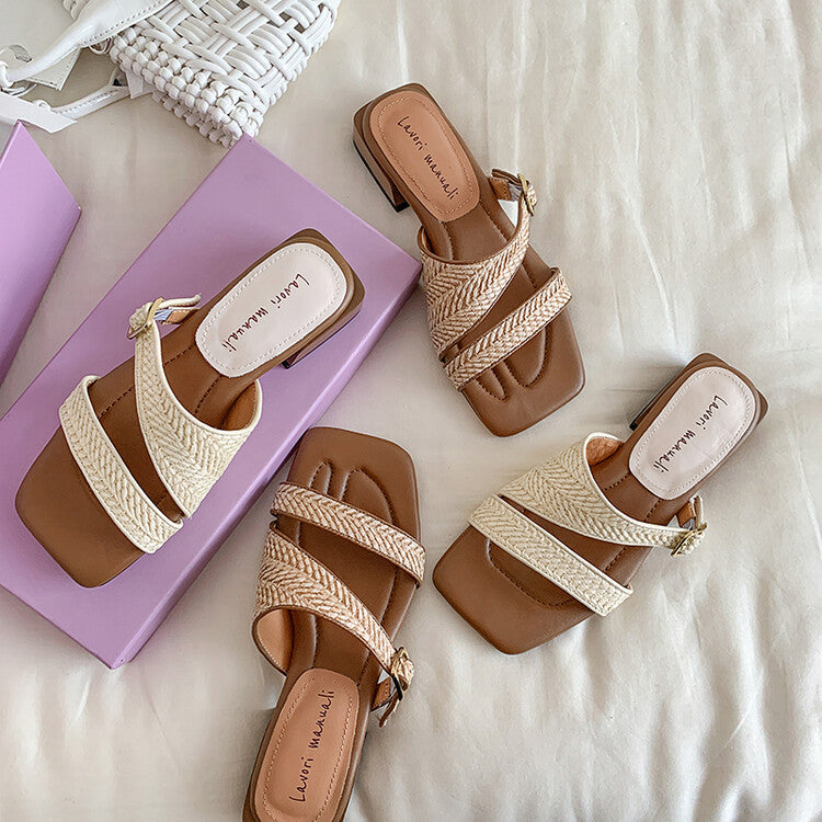 Karin Luna Full of casual charm~ Irregular Weaving Design Flat Slippers