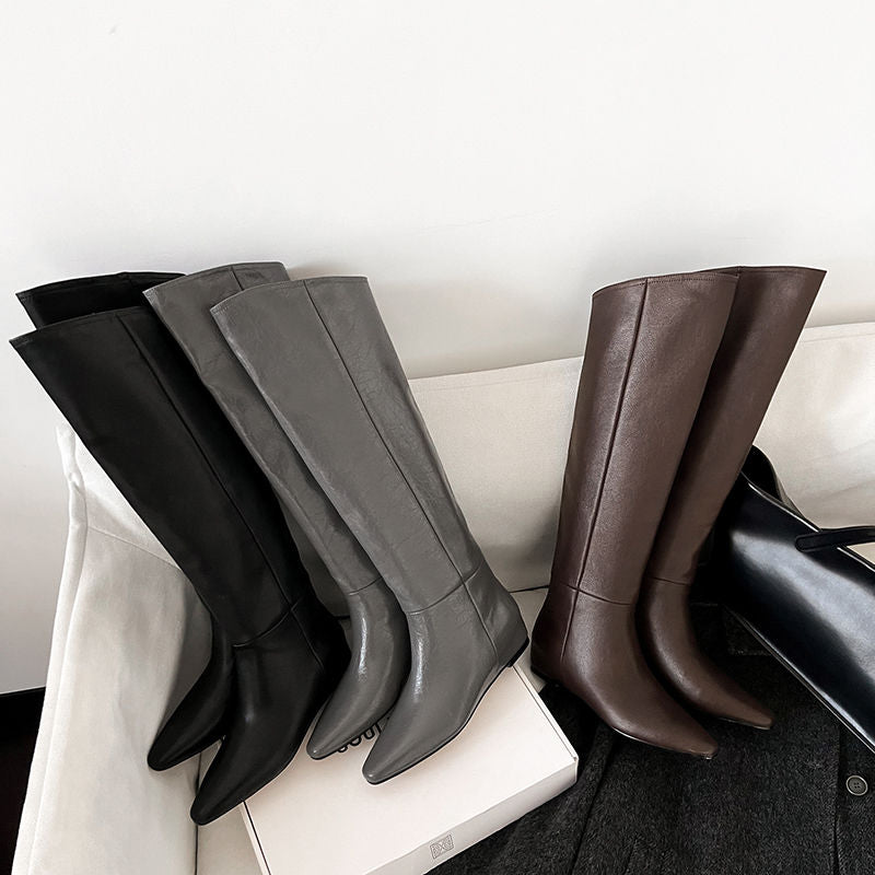 Karin Luna Elegant Style Slanted Inner Height-Increasing Long Boots