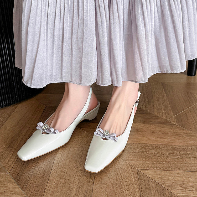 Karin Luna In Stock In Stock Sweet Bowknot Small Square Toe Chunky Heel Closed-toe Elegant Retro Sandals
