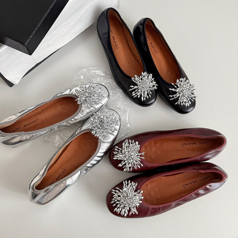 Karin Luna Full Leather Inside and Out~Gorgeous Fireworks Flat Granny Shoes