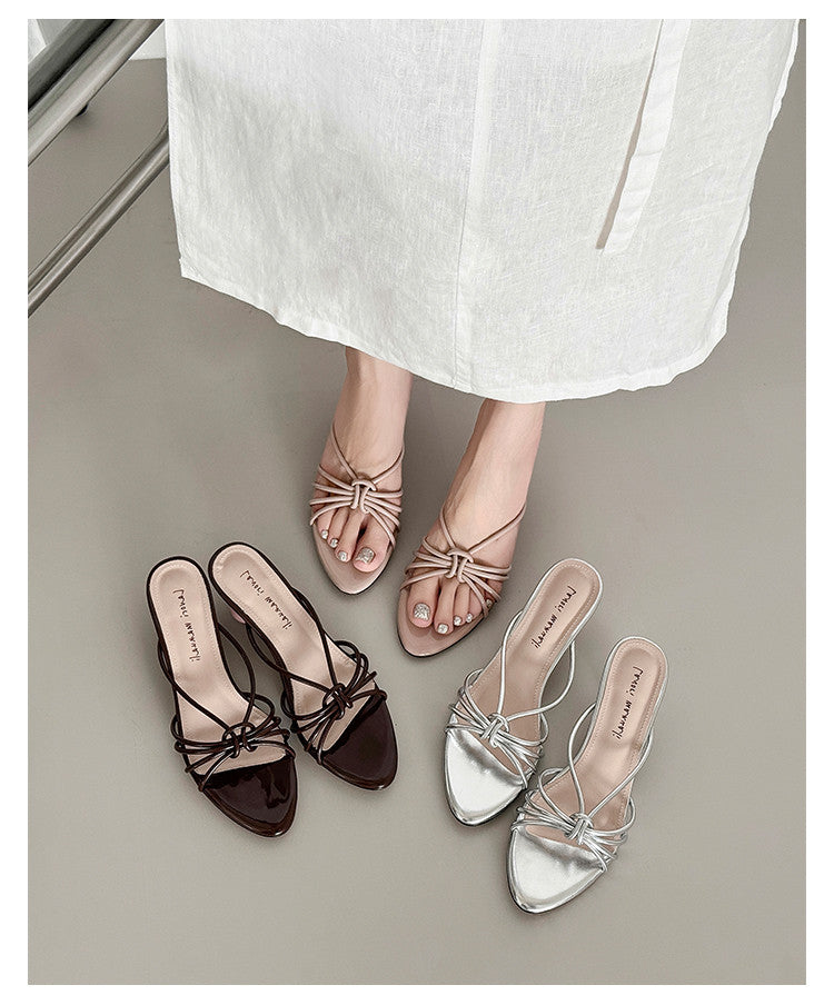 Karin Luna In Stock In Stock  In Stock Round Toe Cross Hollow Round Toe Stiletto Slippers