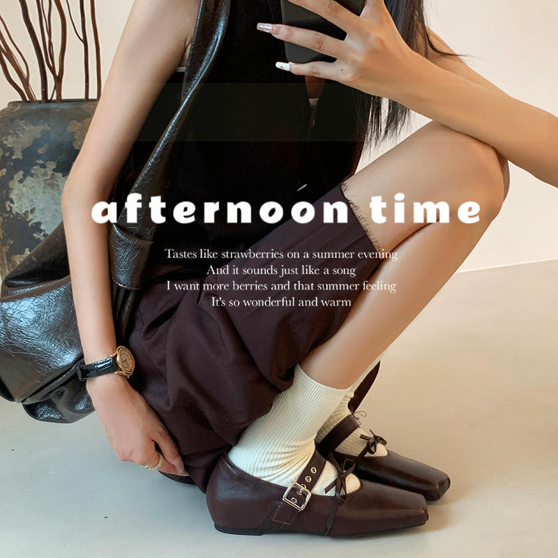 Karin Luna In Stock Spot Goods  Square Toe Internal Height Increase Detachable Bowknot