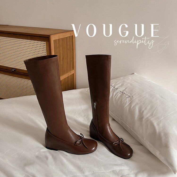 Karin Luna In Stock Spot Goods  Butterfly Knot Round Toe Hidden Heel Boots
