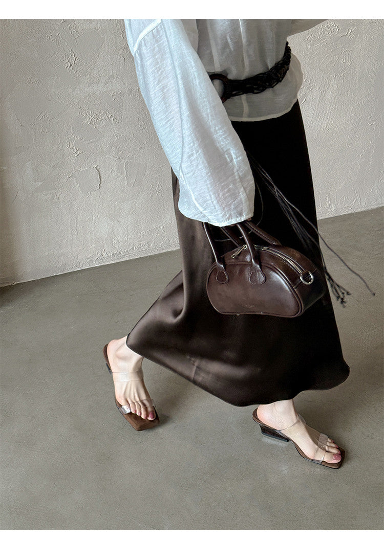Karin Luna Hot-Selling Amber Element~Spot Goods Spot Goods Transparent tpu   Minimalist Square-Toed One-Strap Slippers
