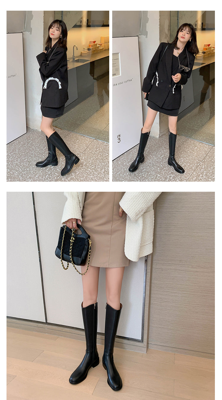 Karin Luna Internet Celebrity Photo  Best-selling in stock Full Leather Basic Long Boots  Winter Essential Combat Boots