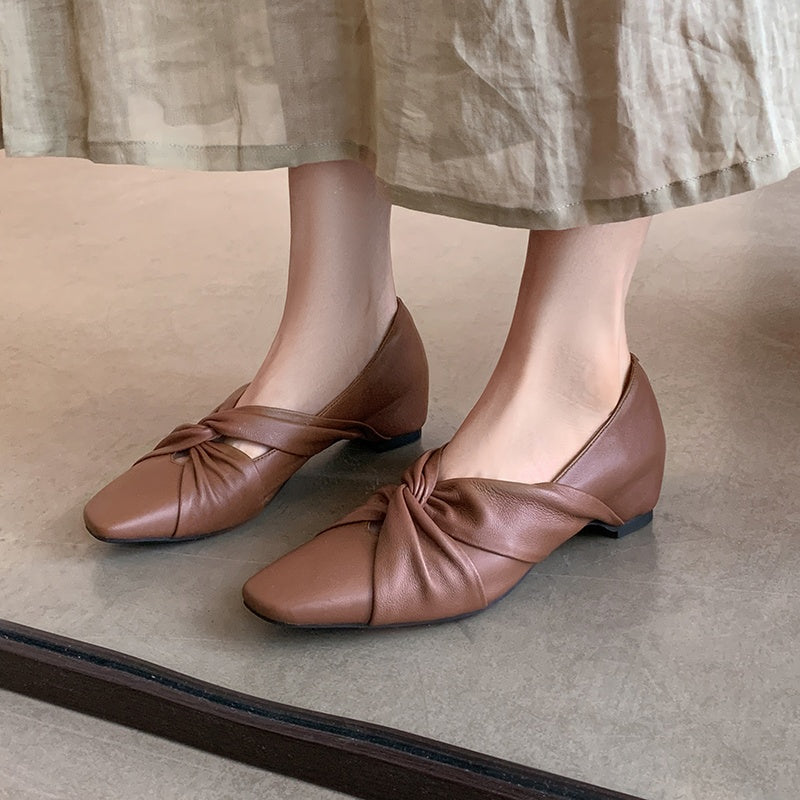 Karin Luna Cross Design Square Toe Hidden Wedge Shoes